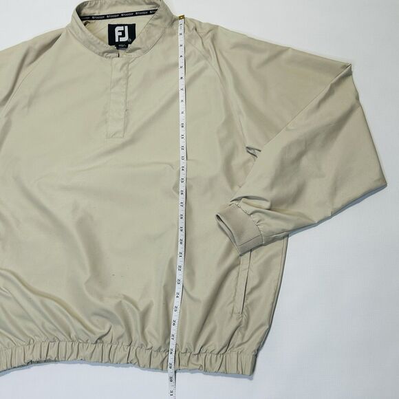 FootJoy Golf Jacket Mens Size XL Beige Windbreaker 1/4 Snap Pullover Mock Neck - Picture 6 of 12